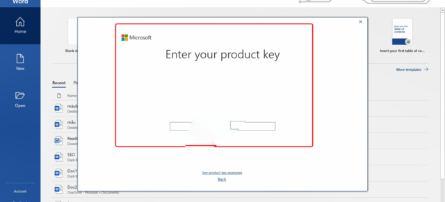 Dán key gợi ý vào mục yêu cầu key kích hoạt phần mềm