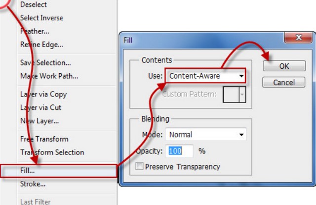 Thiết lập thông số cần thiết để xóa vật thể trong bức hình