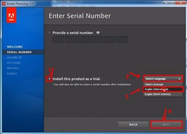 Chọn ngôn ngữ rồi bấm “Next”