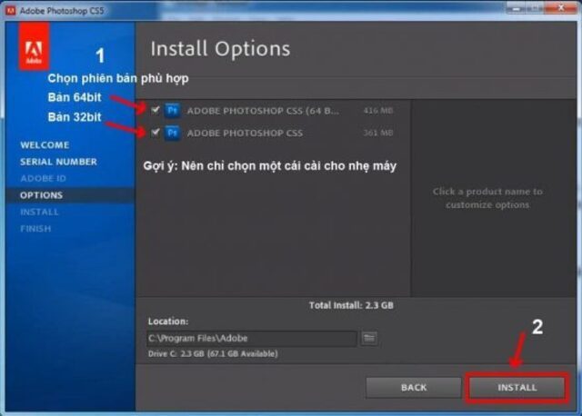 Chọn bản 32 bit hoặc 64 bit