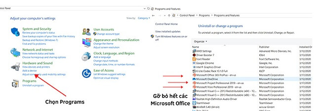 Gỡ bỏ bản Office cũ trước khi tiến hành cài đặt phần mềm