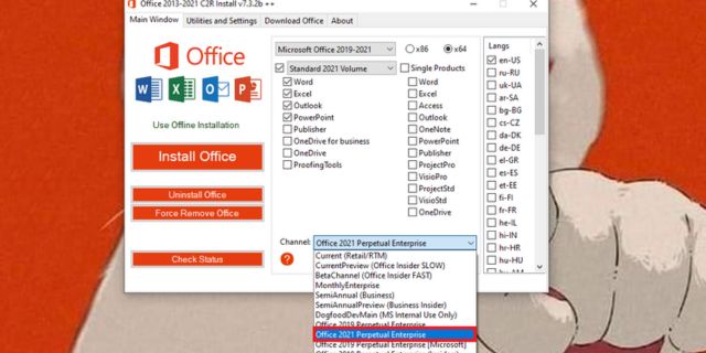 Tiếp tục bạn chọn phiên bản phần mềm Office mà bạn muốn cài đặt (Office 2021 Perpetual Enterprise).